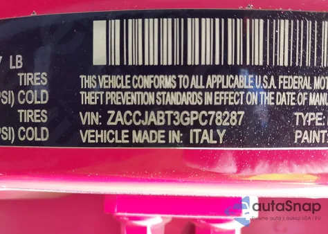 2016 Jeep Renegade Latitude from USA, damaged, VIN ZACCJABT3GPC78287